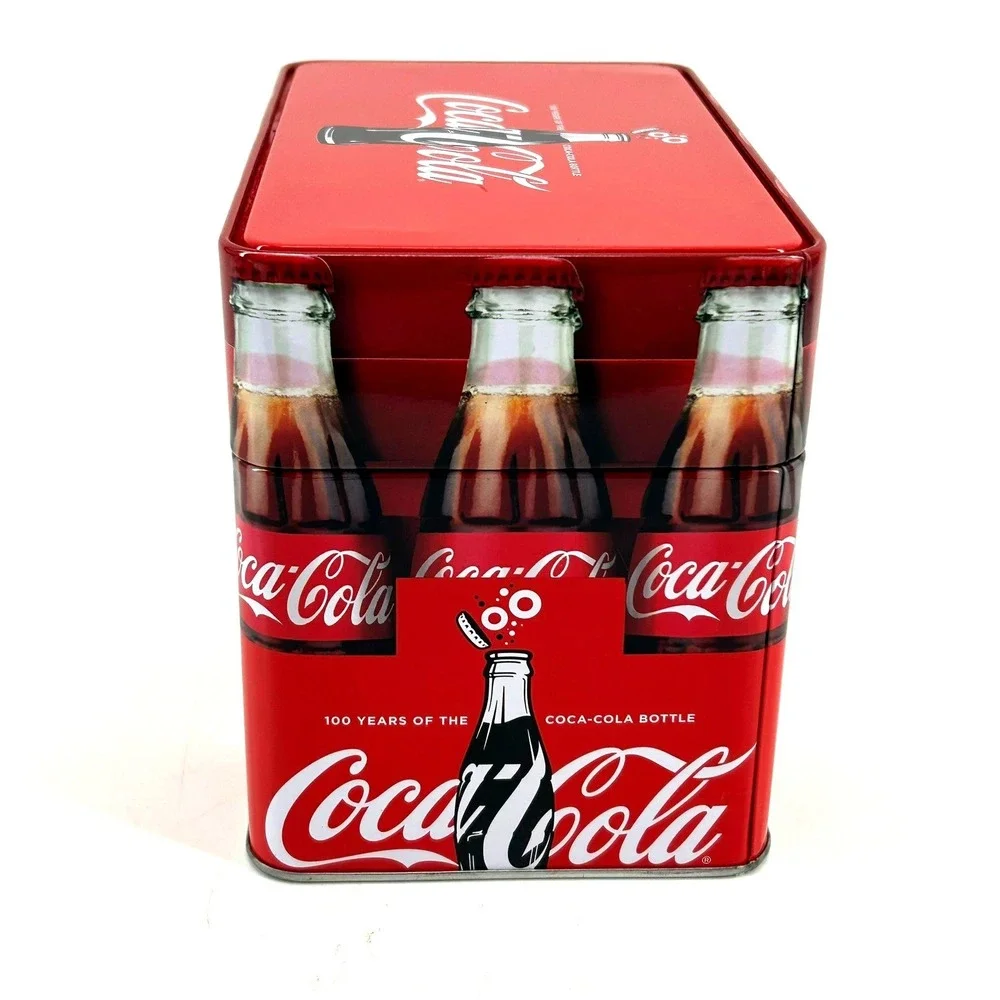 Coca-Cola 100 Years of the Coca-Cola Bottle Red Metal Storage Tin Collectible